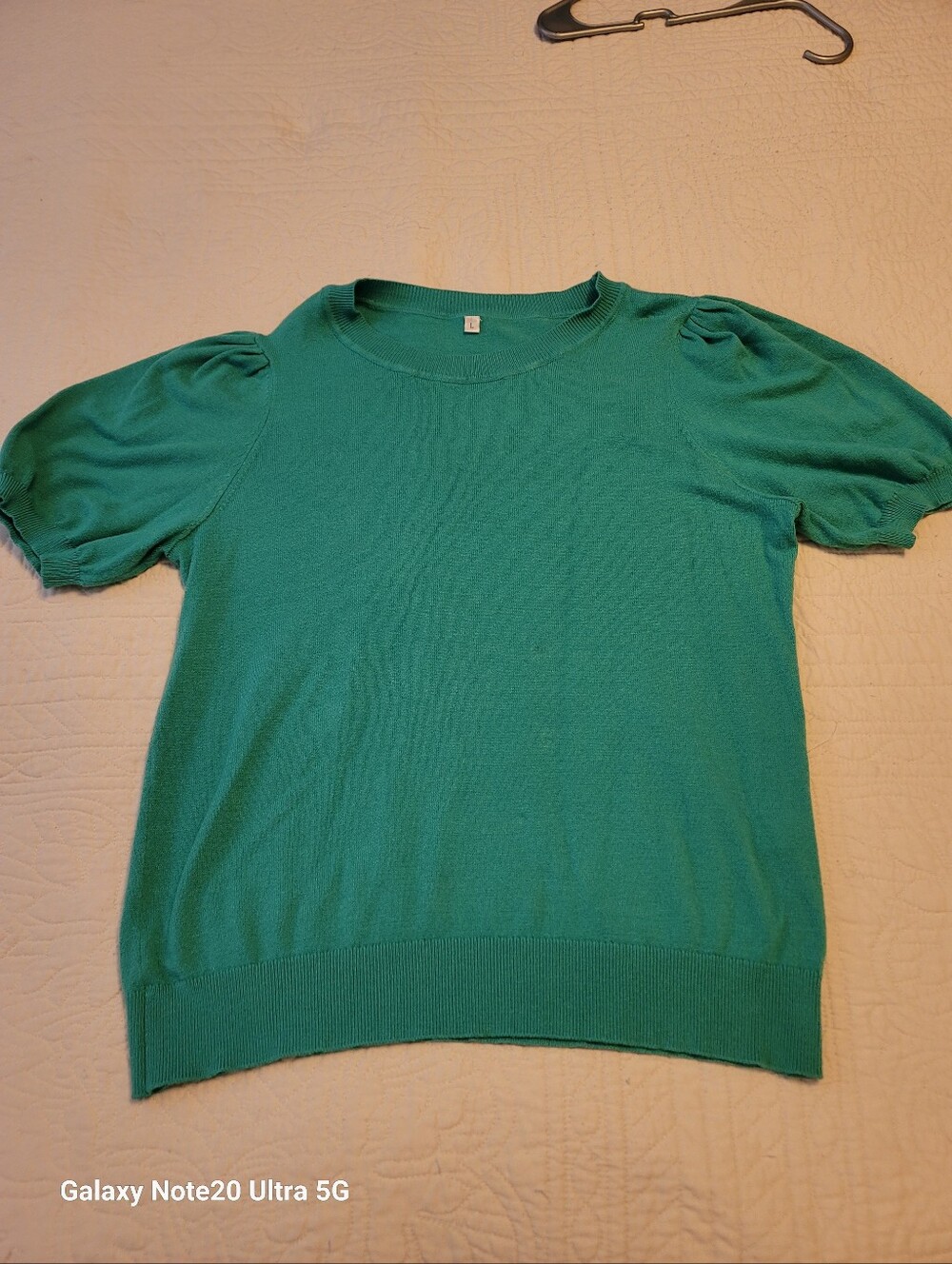 OFEEFAN Green Puff Sleeve Lightweight Knit Sweater Top Size L